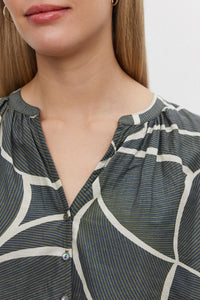 Velvet - Betty - Printed Silk Cotton Voile Top in Airbrush