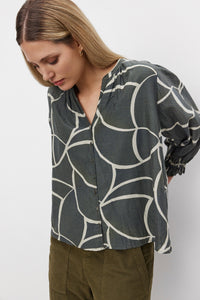 Velvet - Betty - Printed Silk Cotton Voile Top in Airbrush