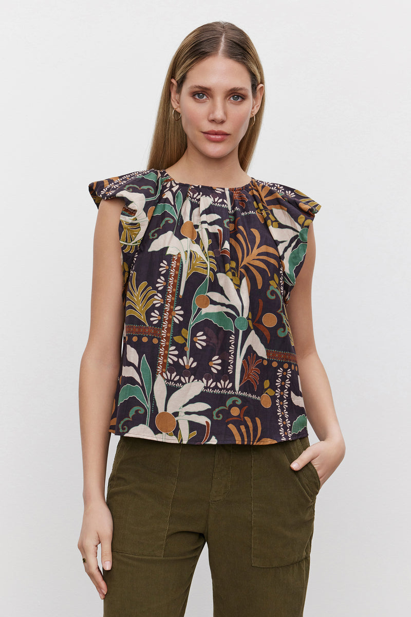 Velvet - Camille - Printed Silk Cotton Voile Top