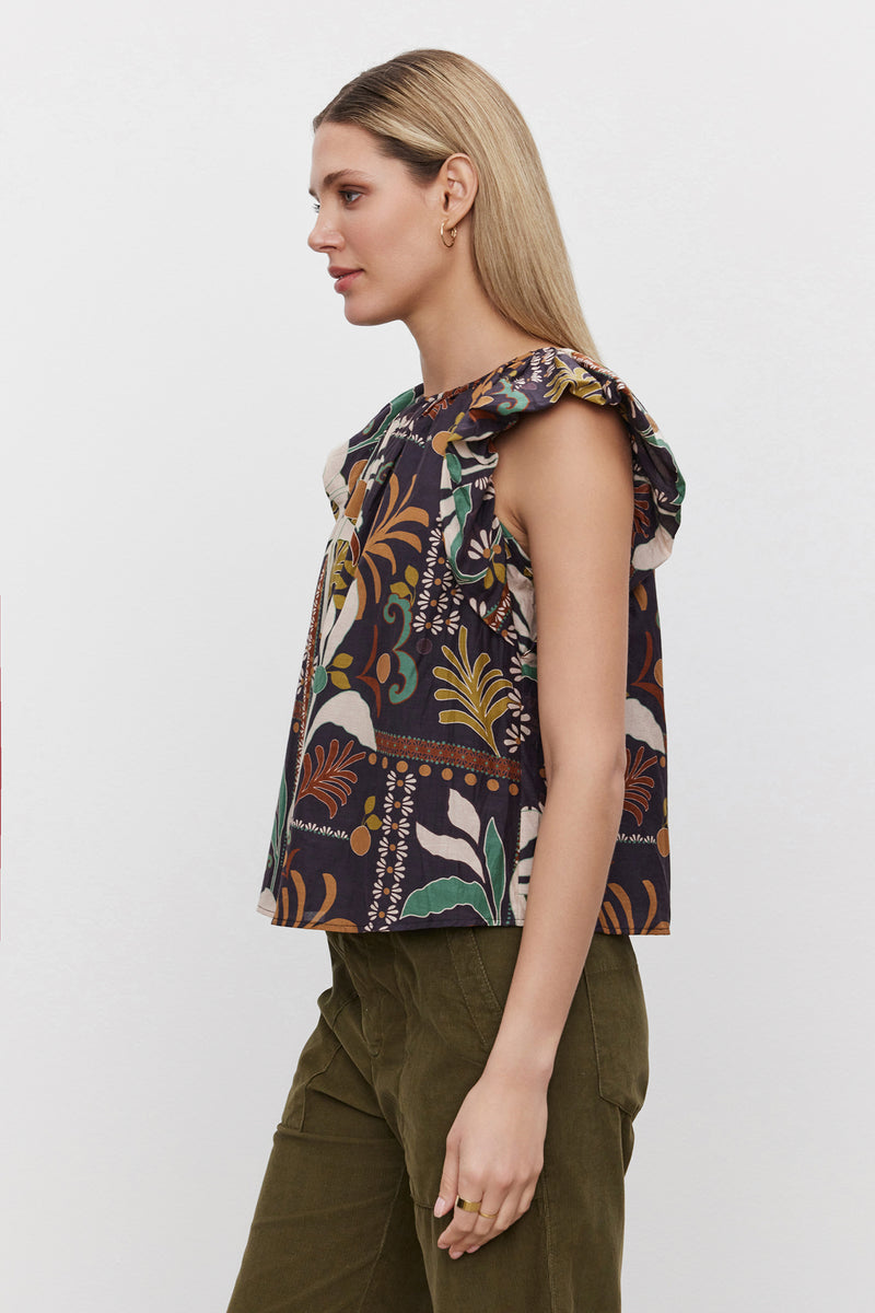 Velvet - Camille - Printed Silk Cotton Voile Top