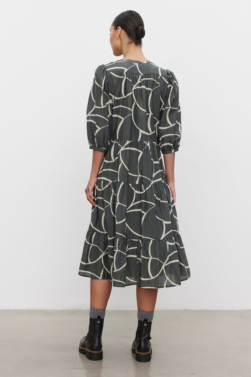 Velvet - Johanna - Printed Silk Cotton Voile Dress in Airbrush