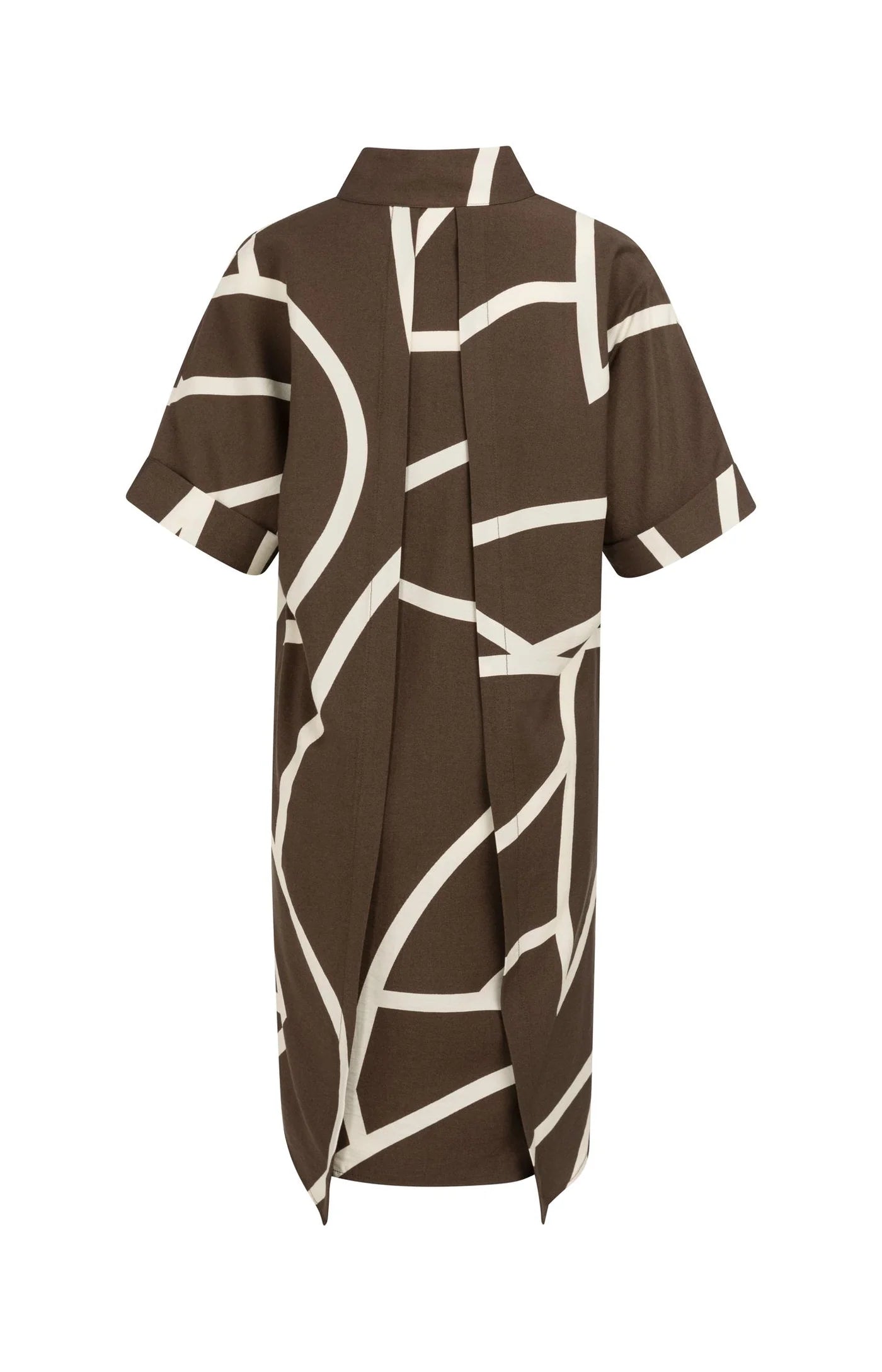 YAYA - Printed Dress with Polo collar in Chocolate Martini Brown