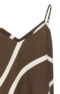 YAYA - Printed V-neck Singlet in Chocolate Martini Brown