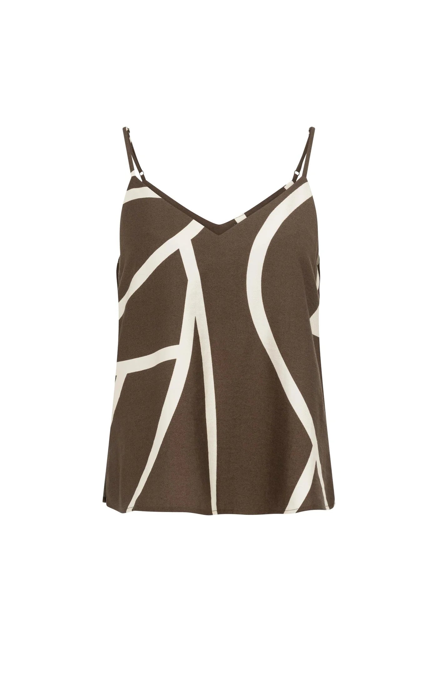 YAYA - Printed V-neck Singlet in Chocolate Martini Brown