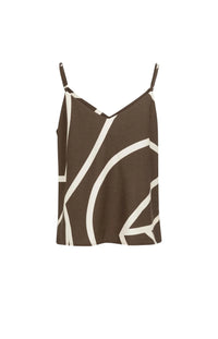 YAYA - Printed V-neck Singlet in Chocolate Martini Brown