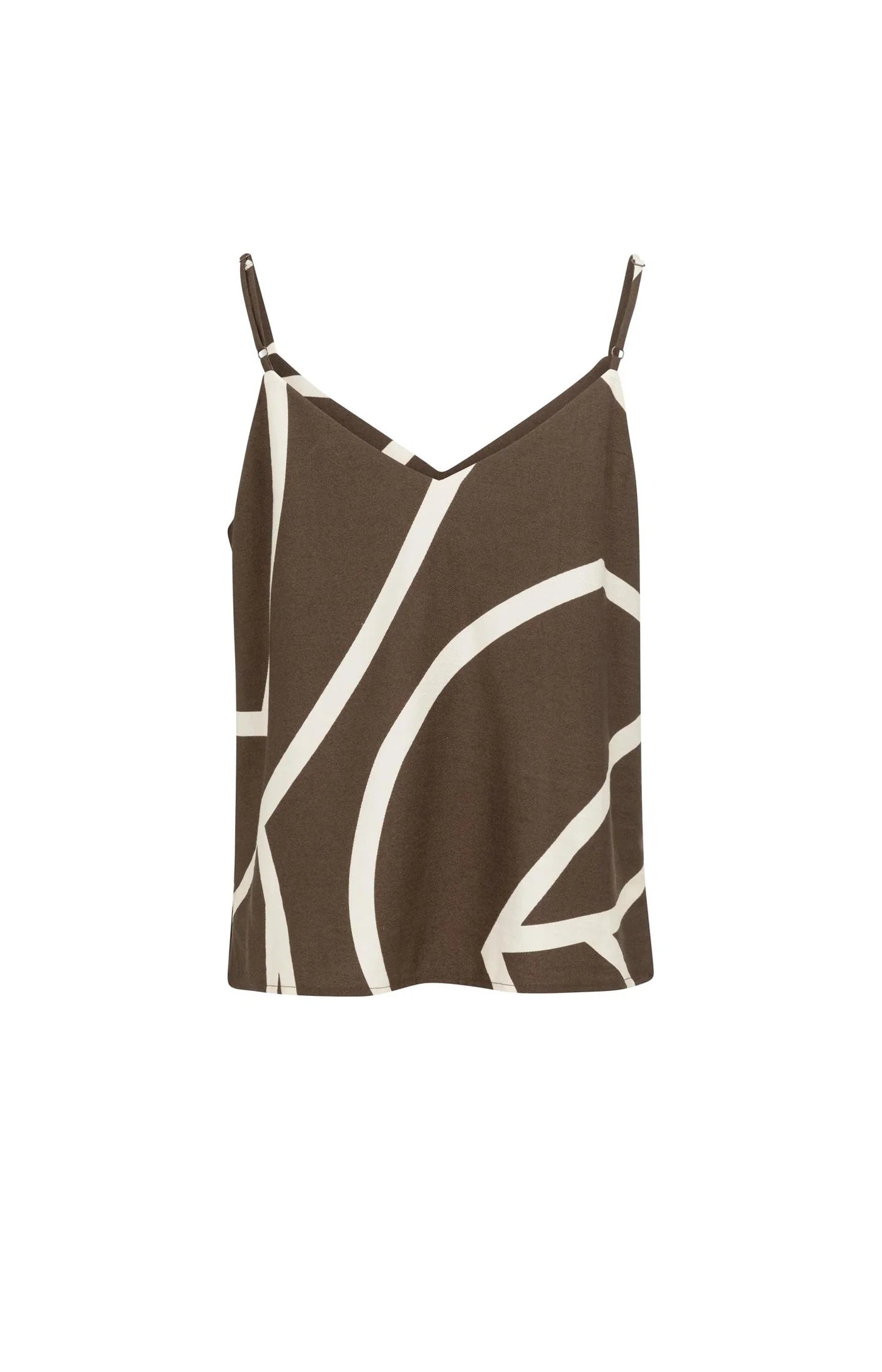 YAYA - Printed V-neck Singlet in Chocolate Martini Brown