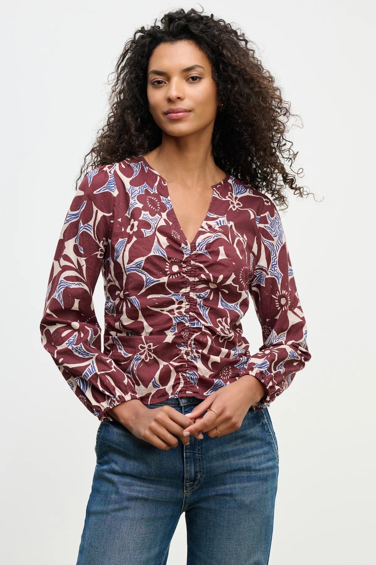 Velvet - Sydney - Printed Cotton Top in Eden