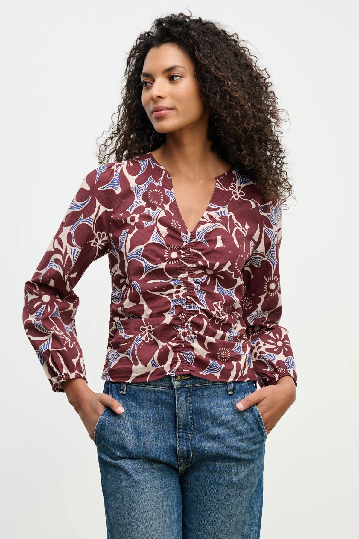 Velvet - Sydney - Printed Cotton Top in Eden