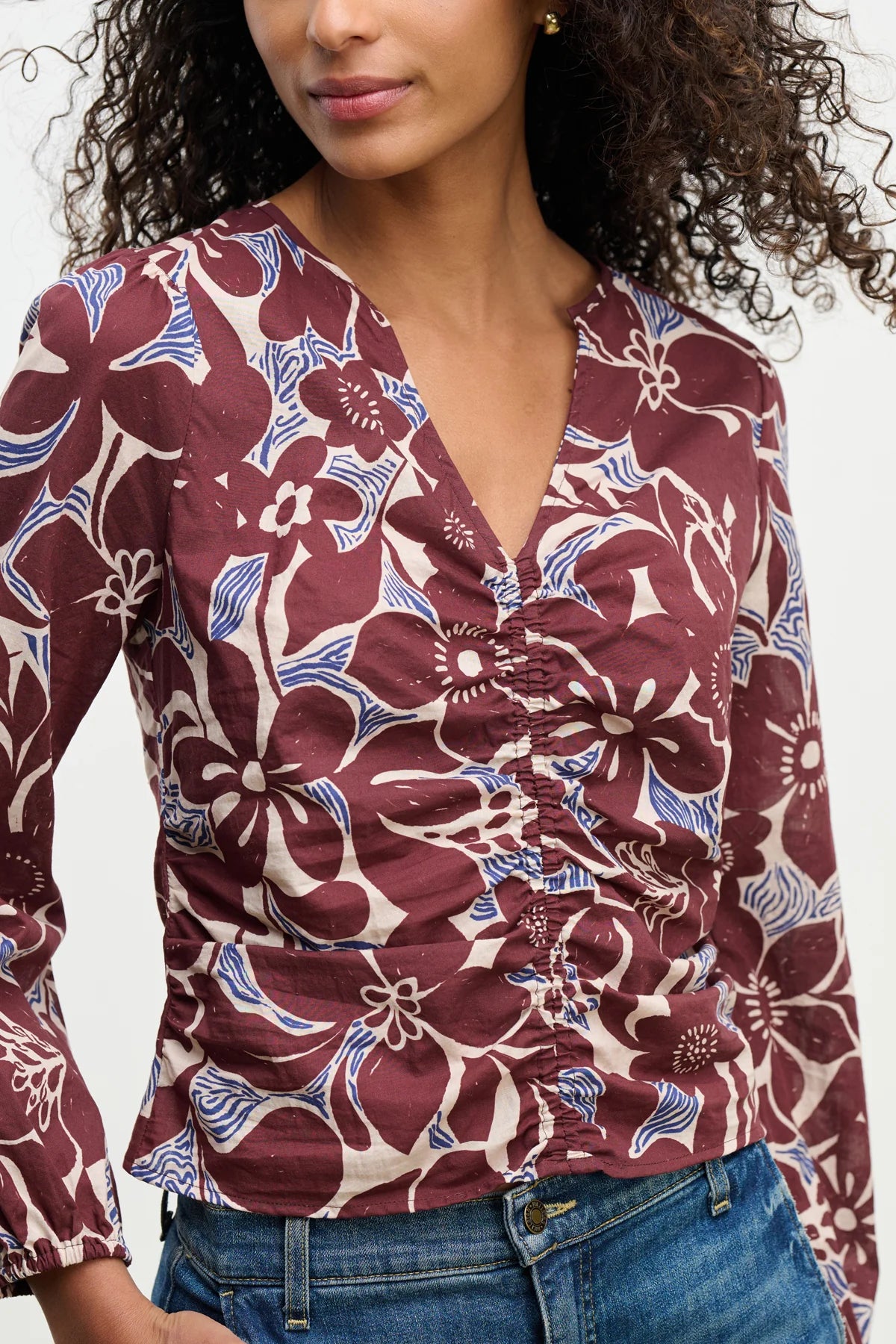 Velvet - Sydney - Printed Cotton Top in Eden