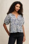 Velvet - Thera - Printed Voile Top in Dove