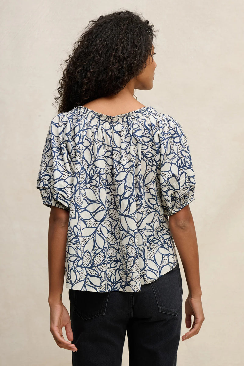 Velvet - Thera - Printed Voile Top in Dove