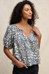 Velvet - Thera - Printed Voile Top in Dove