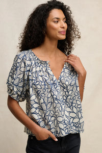 Velvet - Thera - Printed Voile Top in Dove