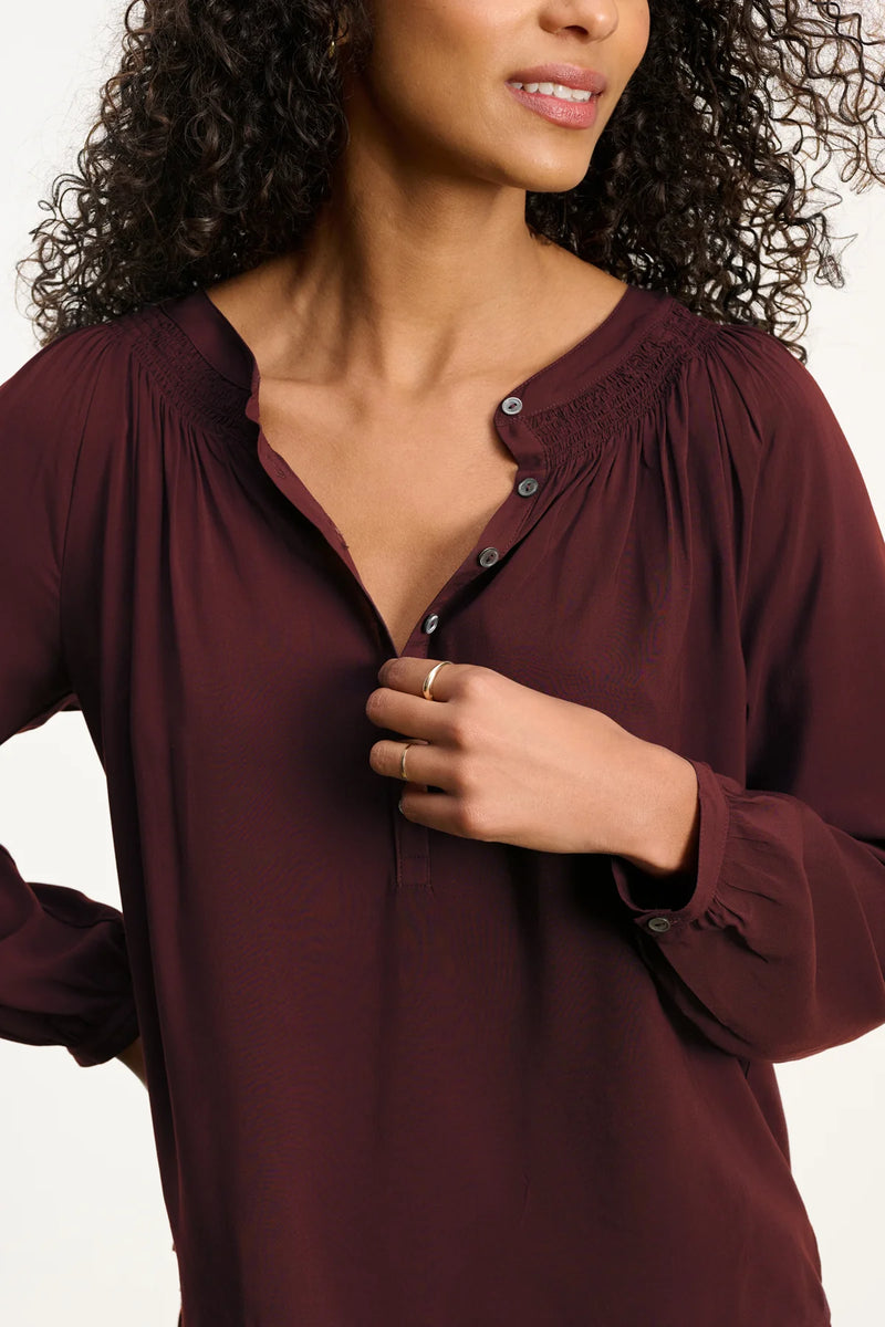 Velvet - Aurelia - Rayon Challis Top in Henna