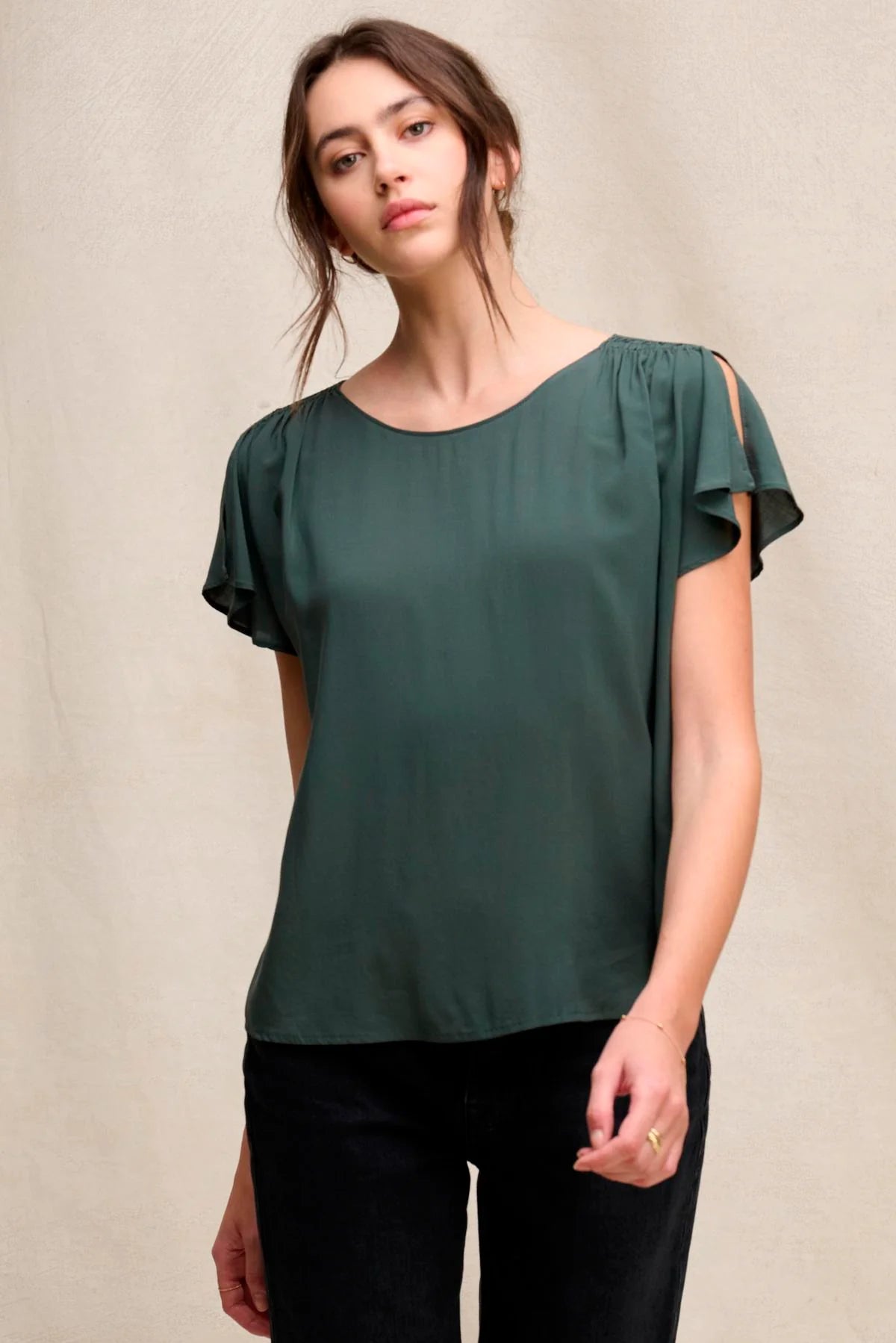 Velvet - Marcel - Rayon Challis Top in Mallard
