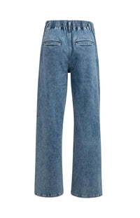 YAYA - Loose Fit Jeans with Drawstring in Mid Blue