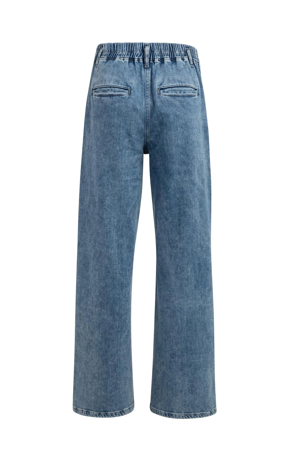 YAYA - Loose Fit Jeans with Drawstring in Mid Blue
