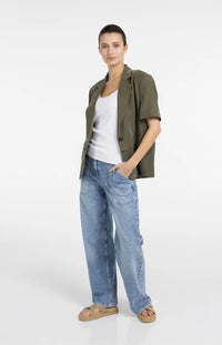 YAYA - Loose Fit Jeans with Drawstring in Mid Blue