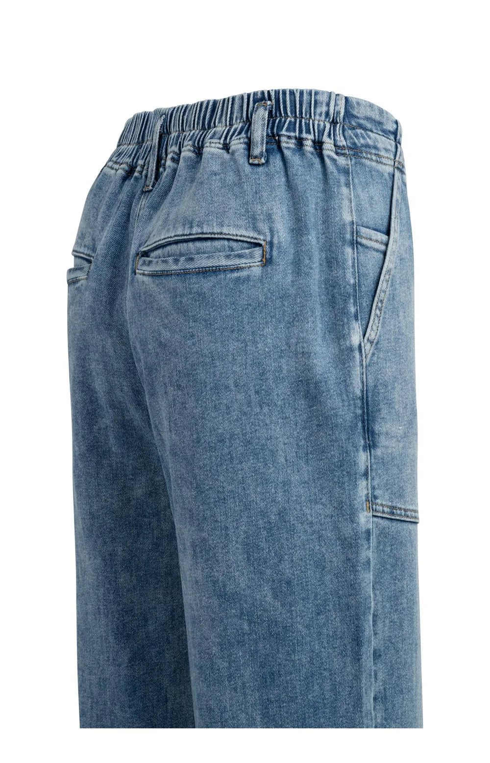 YAYA - Loose Fit Jeans with Drawstring in Mid Blue