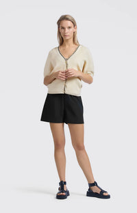 YAYA - Rib Cardigan with Stitch detail in Summer Sand