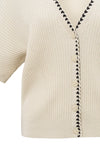 YAYA - Rib Cardigan with Stitch detail in Summer Sand