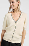 YAYA - Rib Cardigan with Stitch detail in Summer Sand
