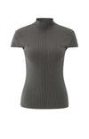 YAYA - Rib Fitted Top in Dark Taupe Grey