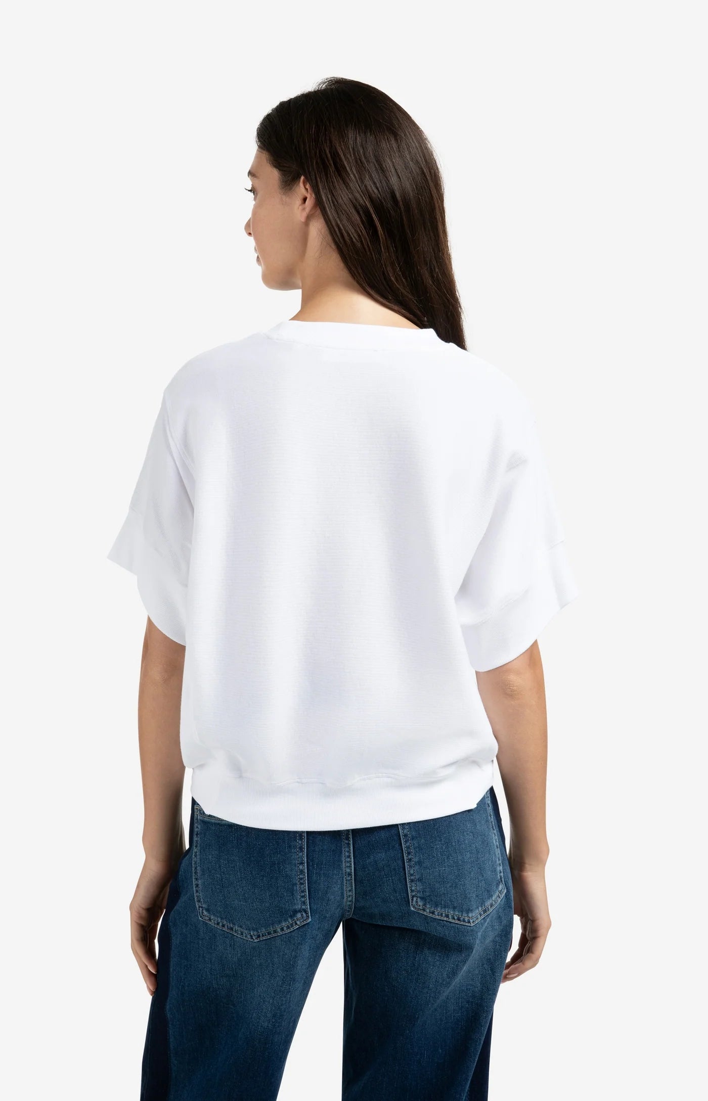 YAYA - Short Sleeve Jersey Rib Top in Pure White