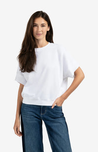 YAYA - Short Sleeve Jersey Rib Top in Pure White