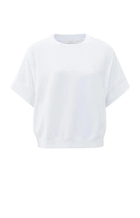 YAYA - Short Sleeve Jersey Rib Top in Pure White
