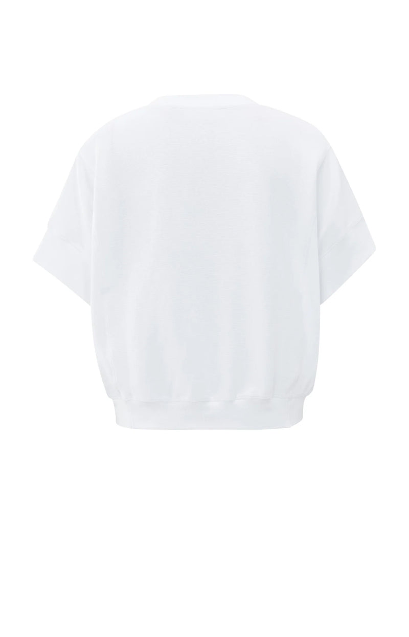 YAYA - Short Sleeve Jersey Rib Top in Pure White