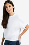 YAYA - Short Sleeve Jersey Rib Top in Pure White