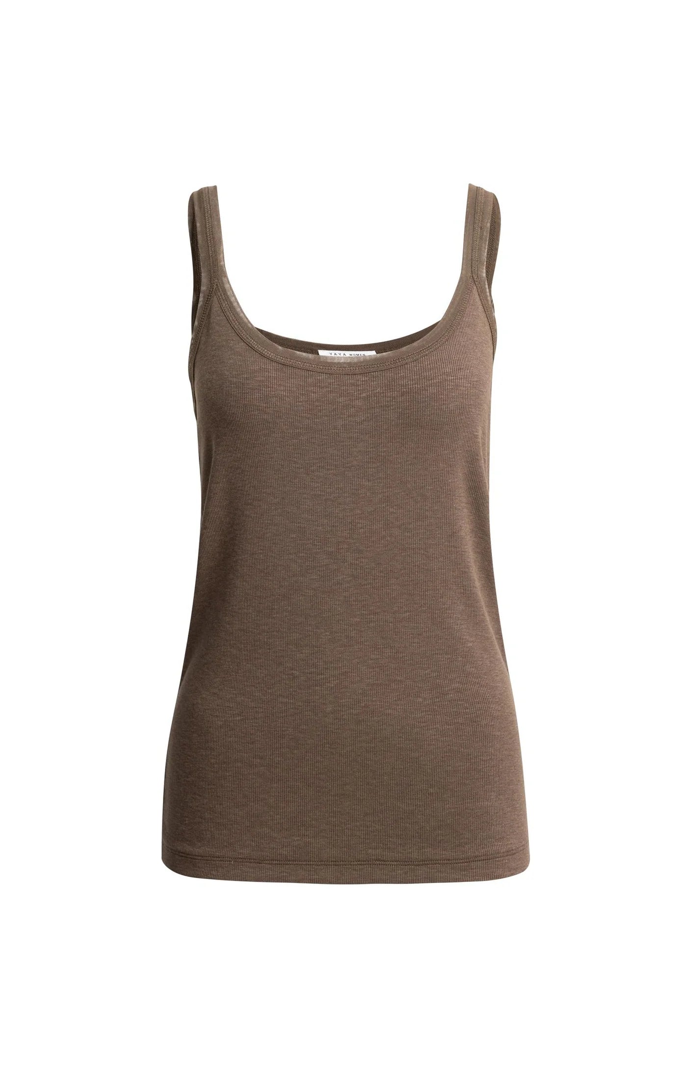 YAYA - Singlet with Mesh Edge in Creme Beige