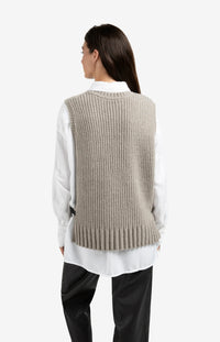 YAYA - Ribbed Sleeveless Sweater with Side Buckles