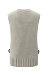 YAYA - Ribbed Sleeveless Sweater with Side Buckles
