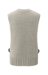 YAYA - Ribbed Sleeveless Sweater with Side Buckles
