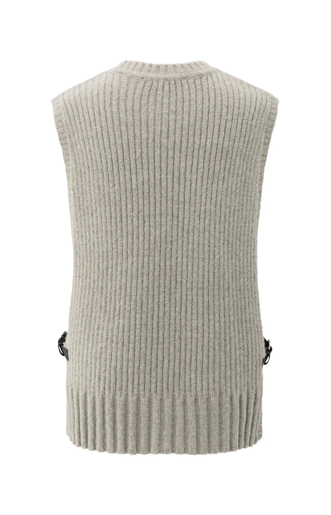 YAYA - Ribbed Sleeveless Sweater with Side Buckles