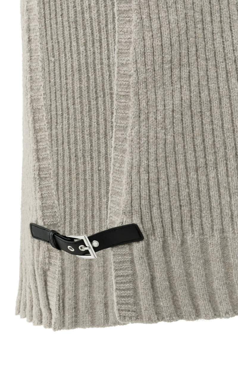YAYA - Ribbed Sleeveless Sweater with Side Buckles