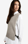 YAYA - Ribbed Sleeveless Sweater with Side Buckles