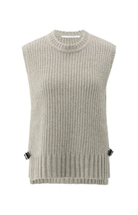 YAYA - Ribbed Sleeveless Sweater with Side Buckles