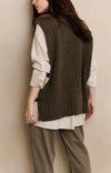 YAYA - Ribbed Sleeveless Sweater with Side Buckles