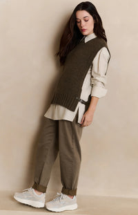 YAYA - Ribbed Sleeveless Sweater with Side Buckles