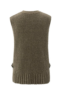 YAYA - Ribbed Sleeveless Sweater with Side Buckles