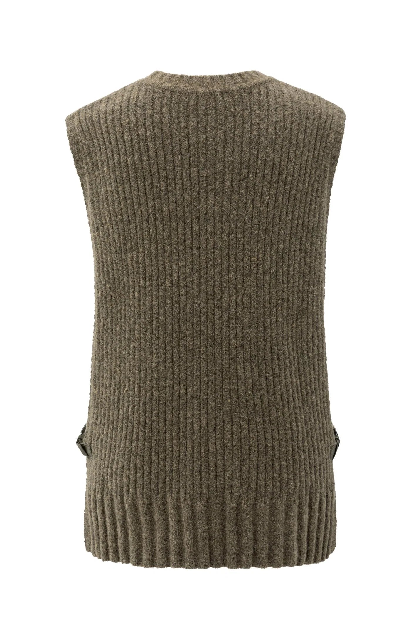 YAYA - Ribbed Sleeveless Sweater with Side Buckles