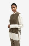 YAYA - Ribbed Sleeveless Sweater with Side Buckles
