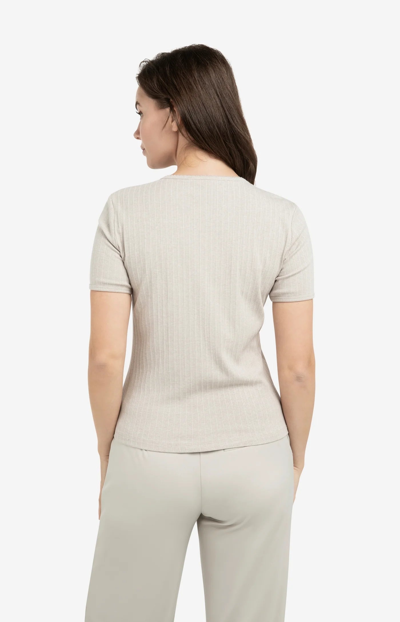 YAYA - Ribbed T-Shirt in Mist Green Melange