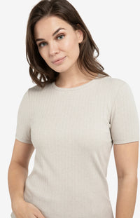 YAYA - Ribbed T-Shirt in Mist Green Melange