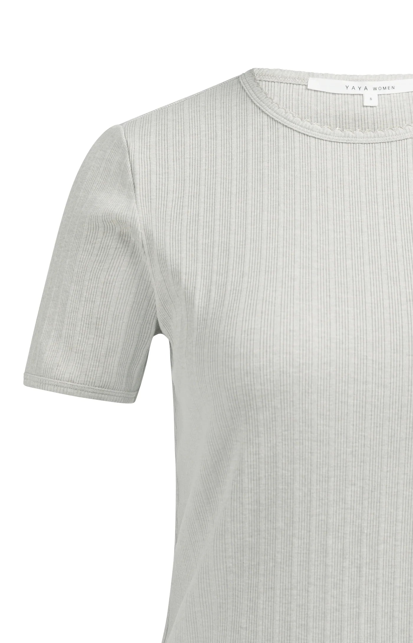 YAYA - Ribbed T-Shirt in Mist Green Melange