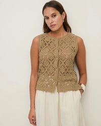 YERSE - Crochet Vest in Hunter Green