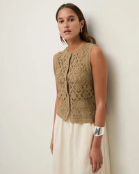 YERSE - Crochet Vest in Hunter Green